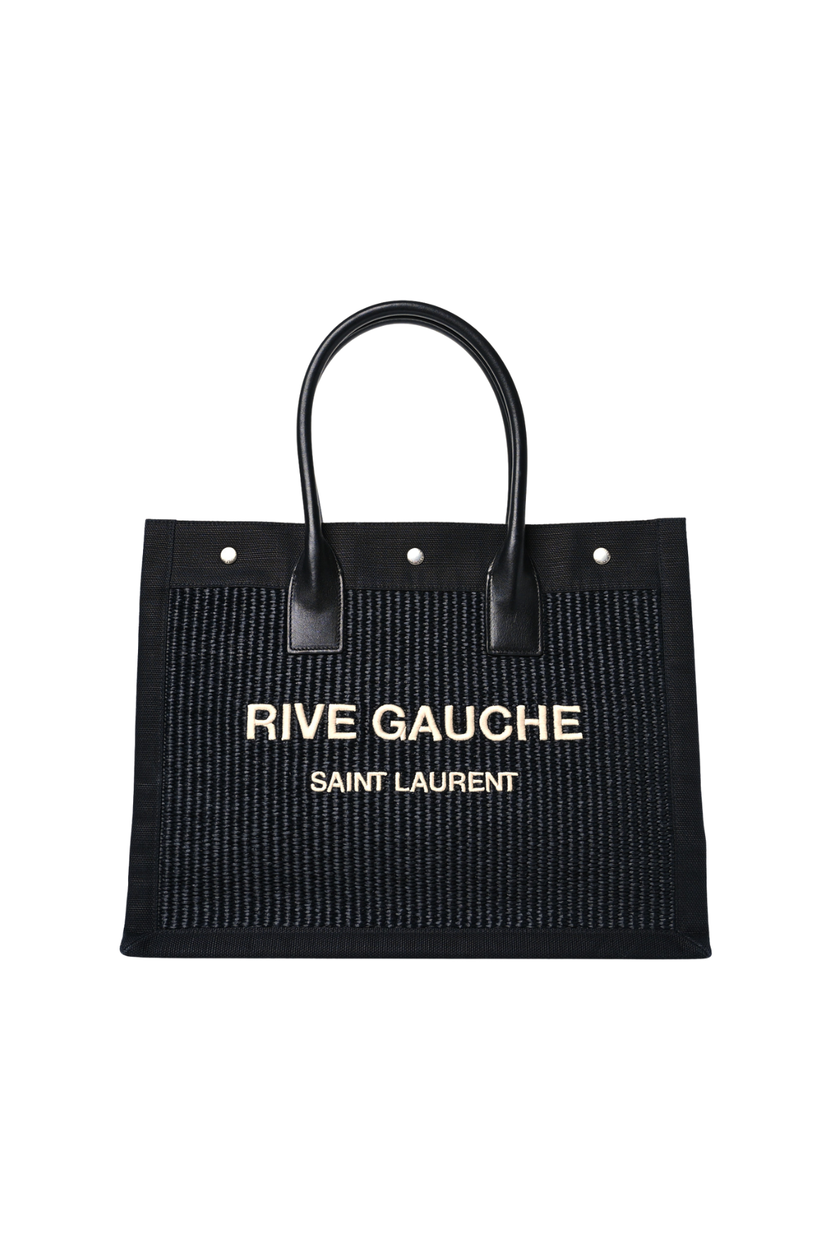 Saint Laurent Raffia Rive Gauche Tote Black