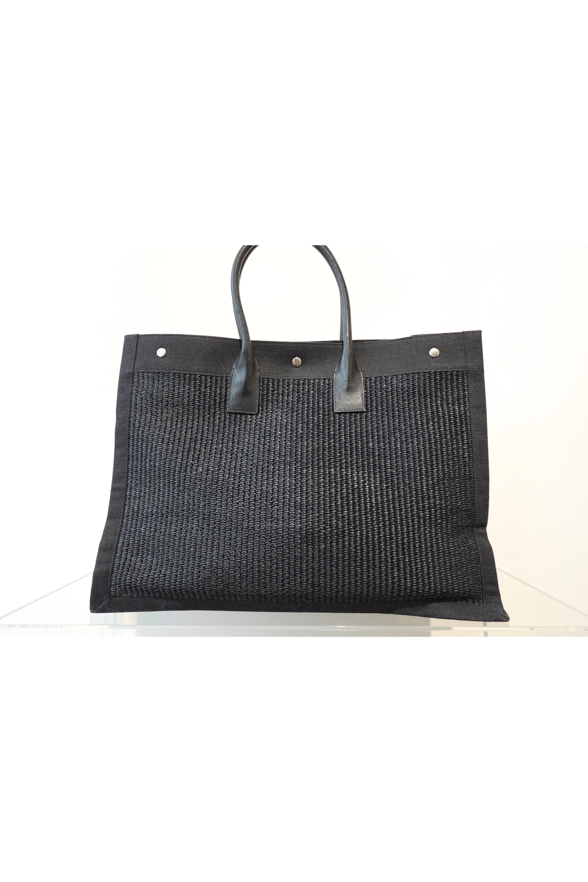 Saint Laurent Raffia Rive Gauche Tote Black