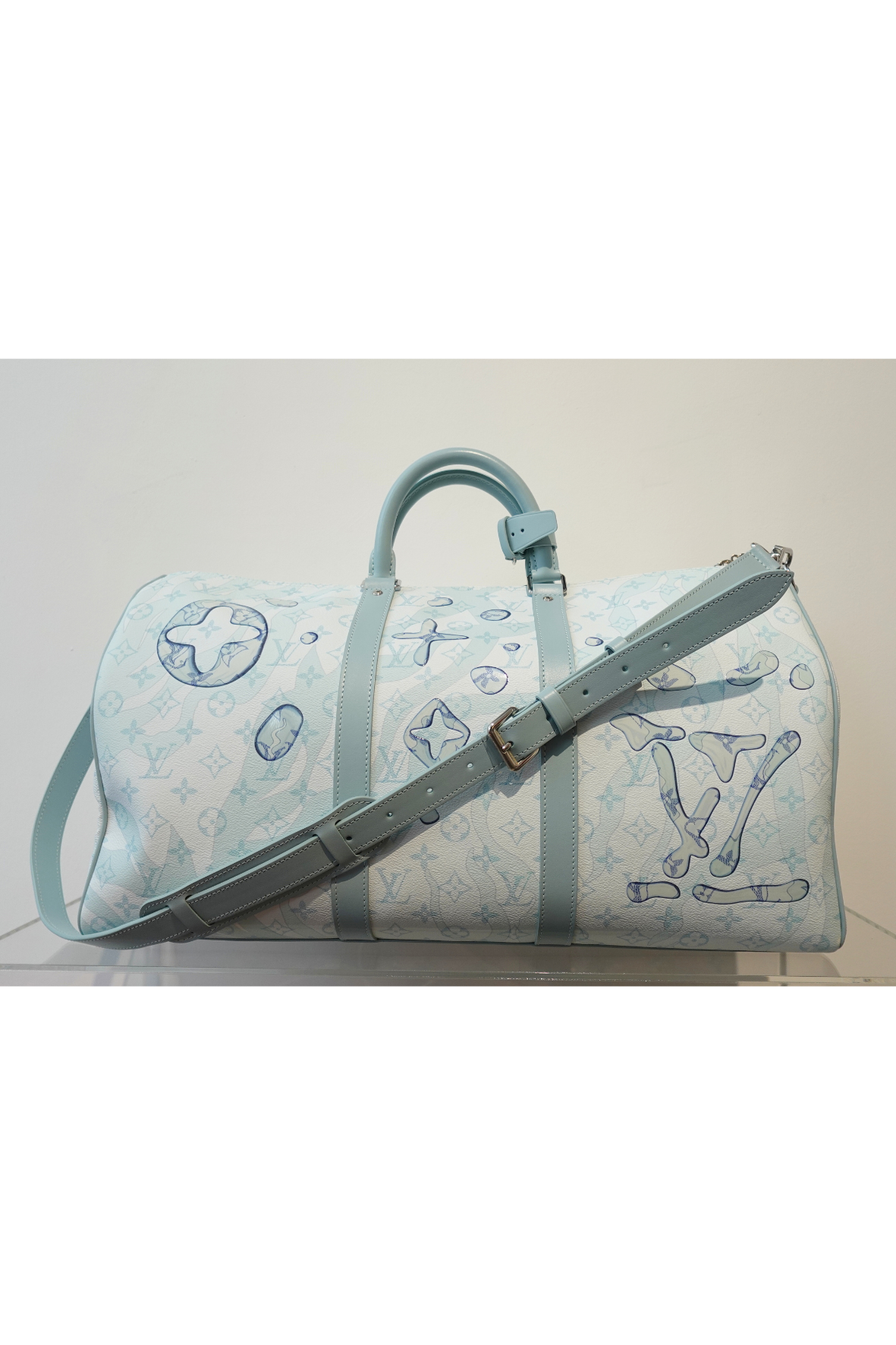 Louis Vuitton Monogram Aquagarden Keepall Bandouliere 50 Crystal Blue - Limited Edition