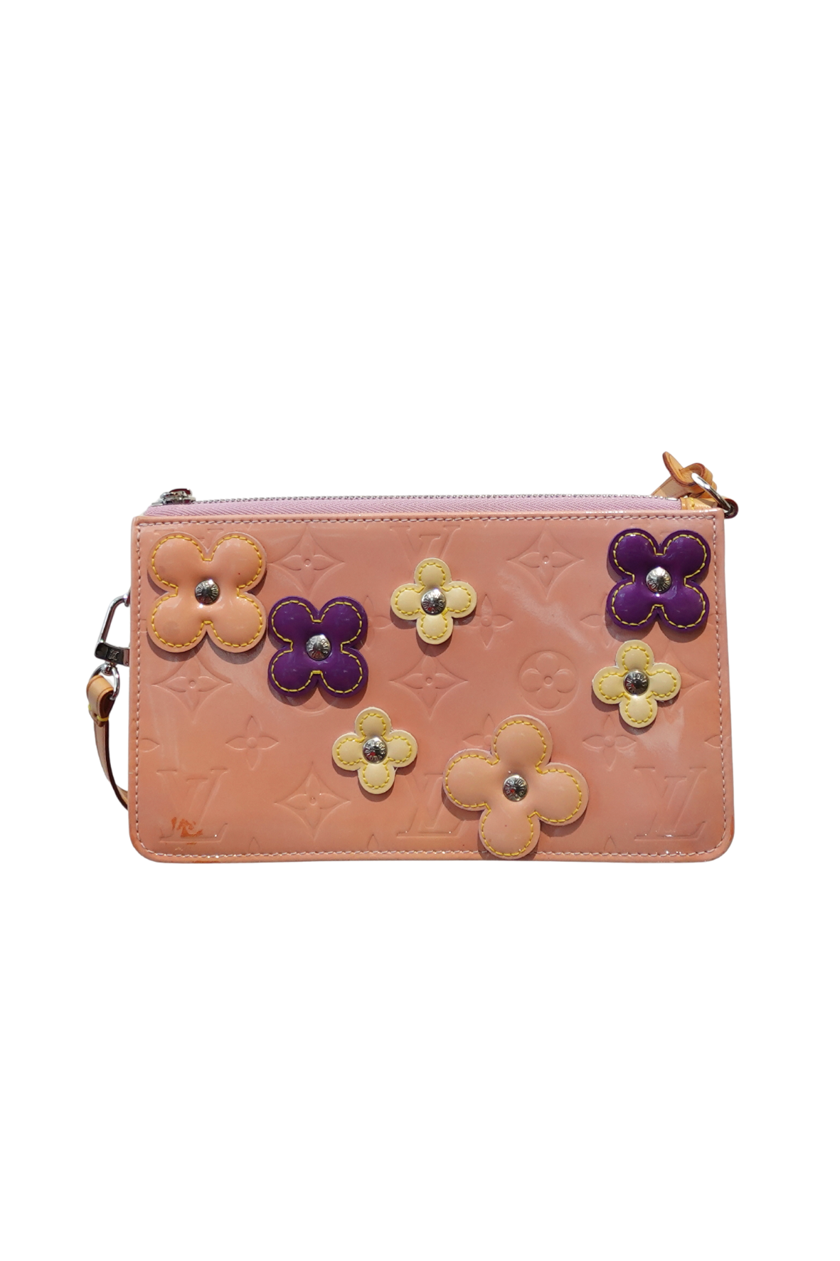 Louis Vuitton Monogram Vernis Leather Fleurs Pochette Rose