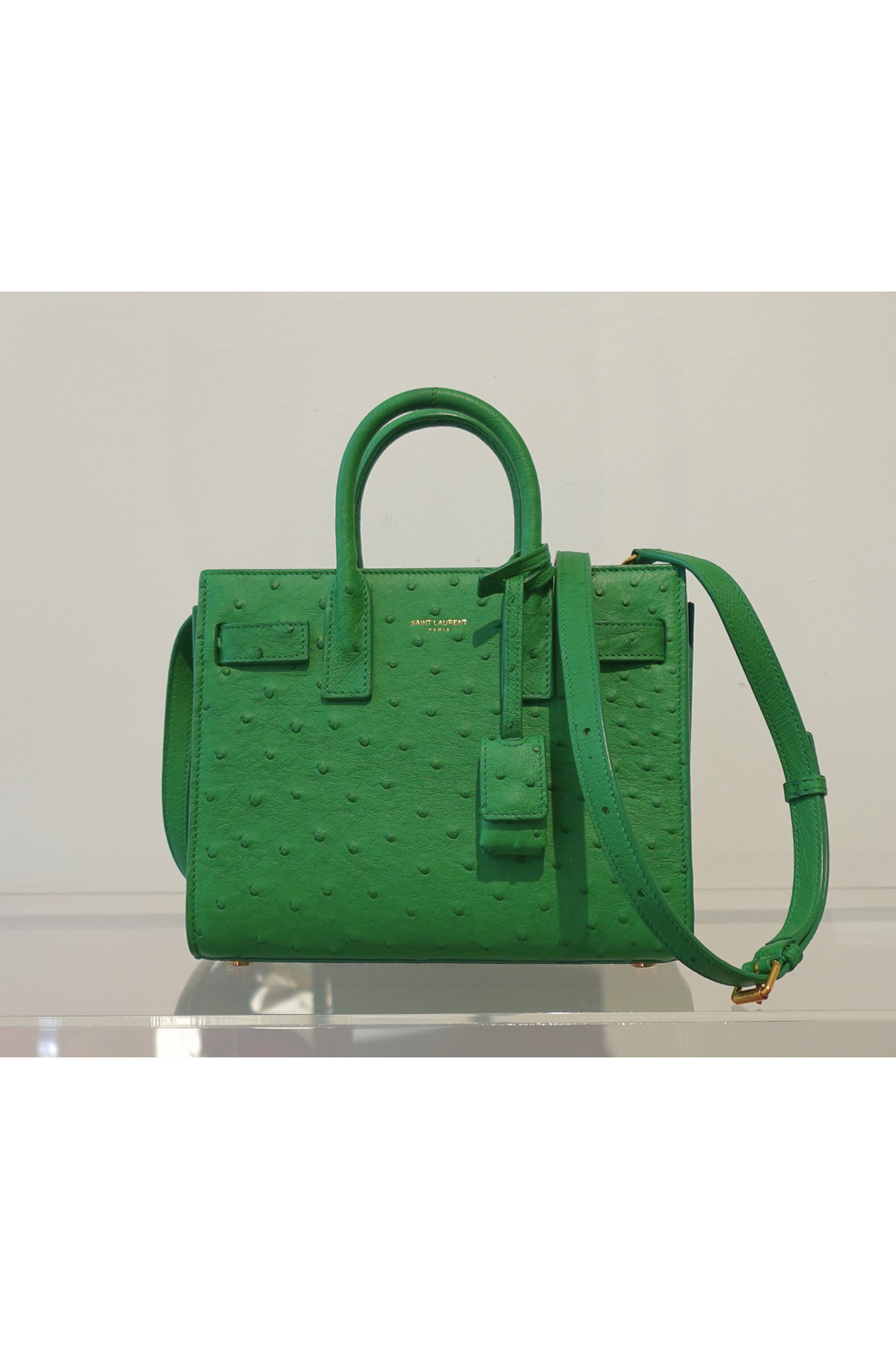 Sac De Jour In Ostriche Leather Green Nano - New Unworn