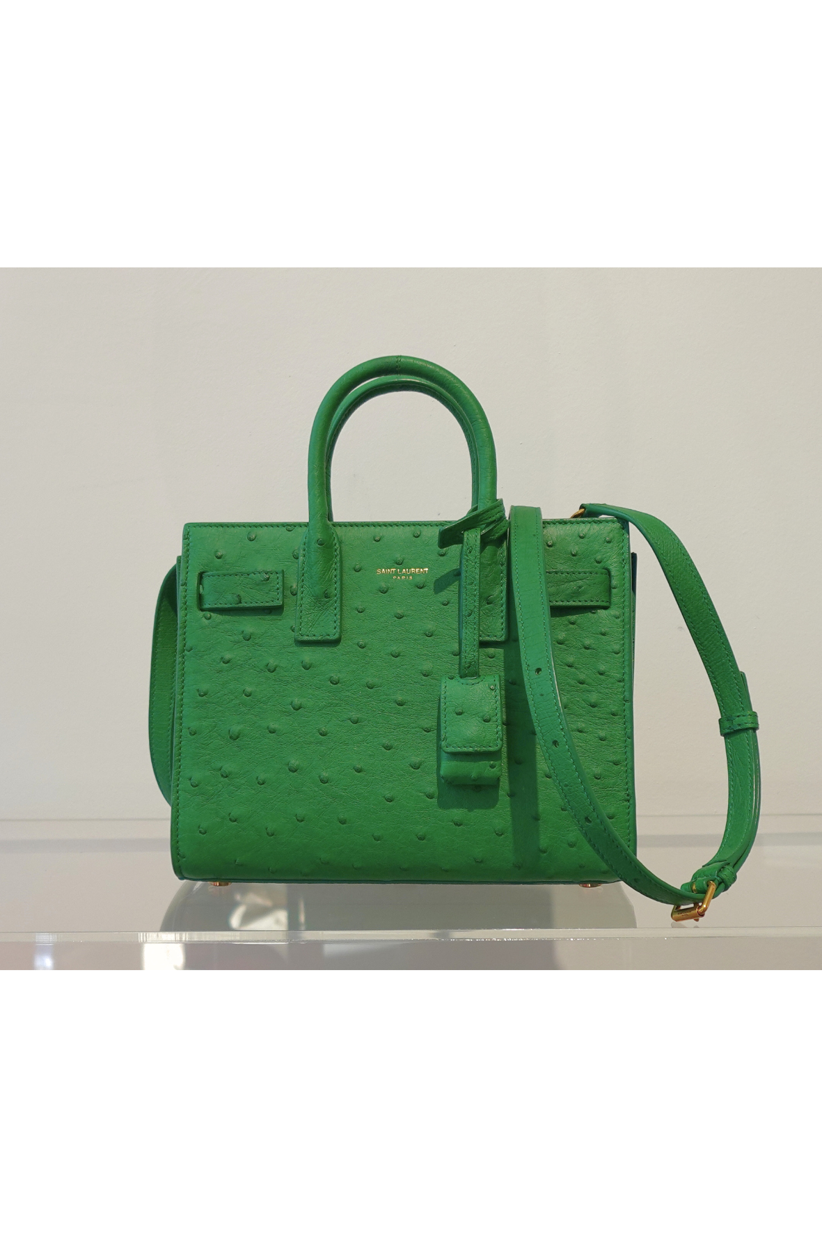 Sac De Jour In Ostriche Leather Green Nano - New Unworn